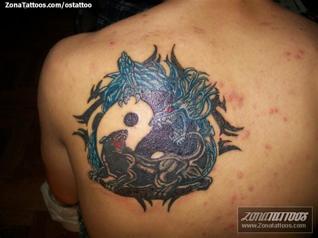 Foto de tatuaje Dragones, Panteras, Yin y Yang