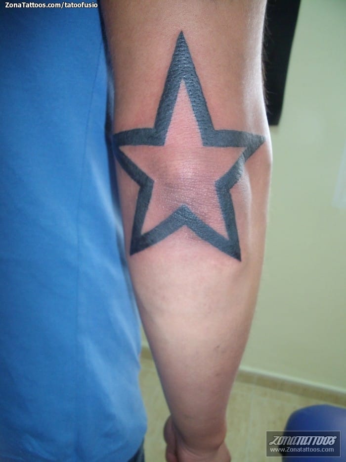 Star Tattoos On Elbow For Men