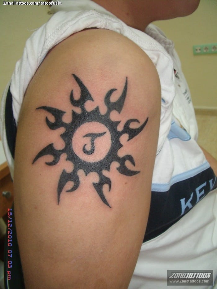 Tattoo of Suns, Initials, Tribal