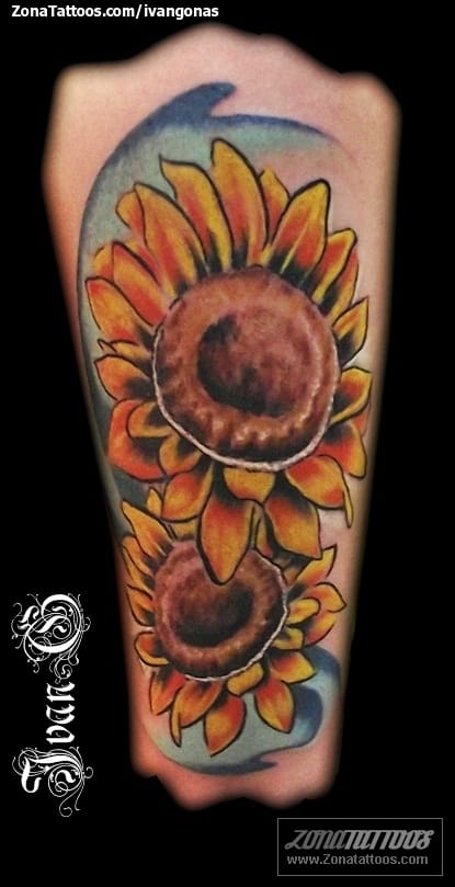 Tattoo photo Flowers, Sunflowers