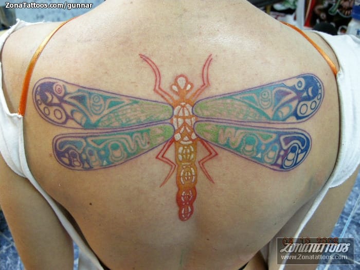 Tattoo photo Dragonflies, Insects, Back