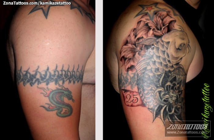 Tattoo photo Cover Up, Koi, Fish