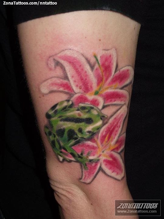 Foto de tatuaje Flores, Ranas, Animales