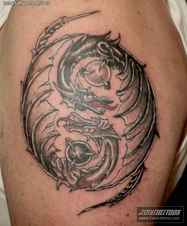 Foto de tatuaje Yin y Yang, Dragones, Fantasía