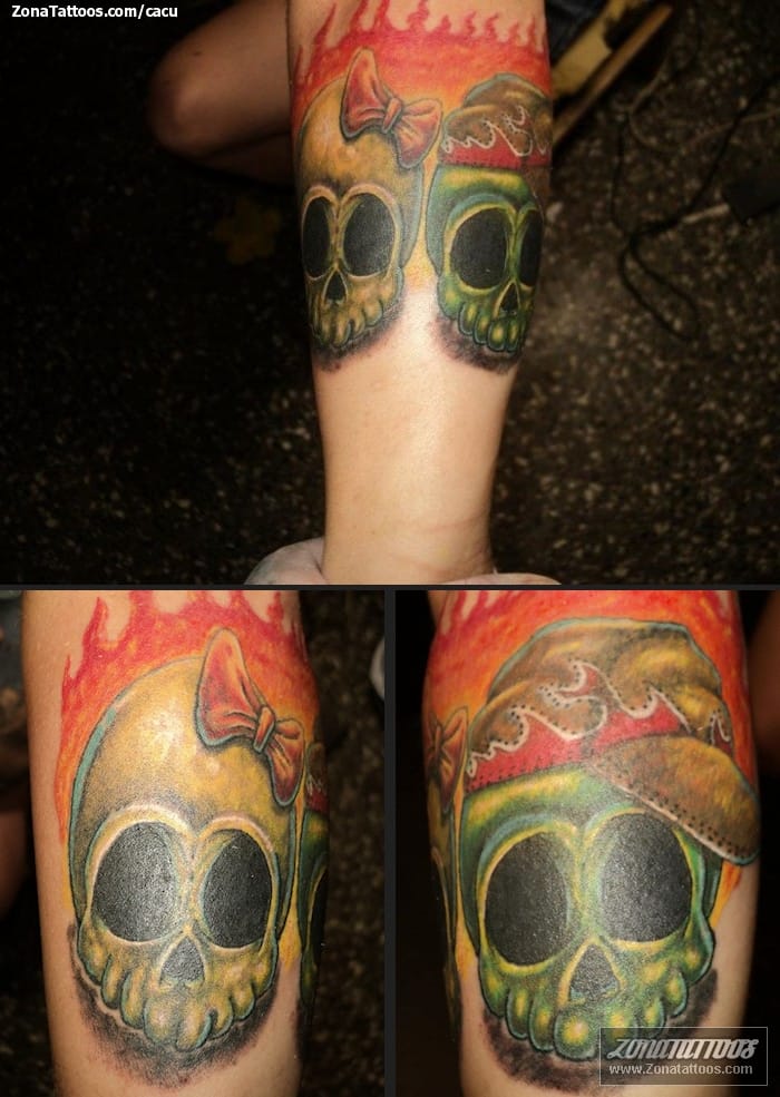 Tattoo photo Skulls, Fires, Llamas