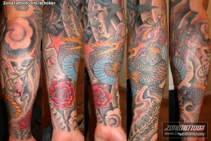 Tattoo photo Dragons, Asian, Sleeves