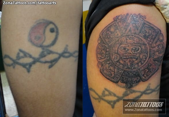 Tattoo photo Cover Up, Aztec, Calendars