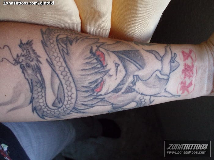 Tattoo photo Manga, Dragons, Forearm