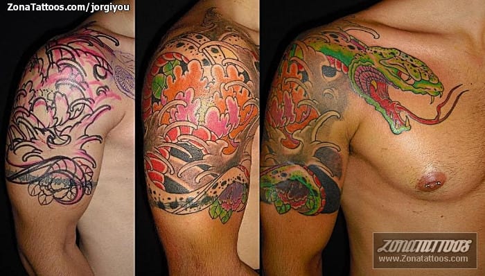 Foto de tatuaje Cover Up, Hombro, Serpientes