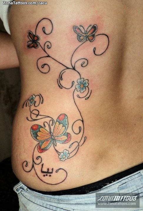 Foto de tatuaje Mariposas, Flores, Insectos