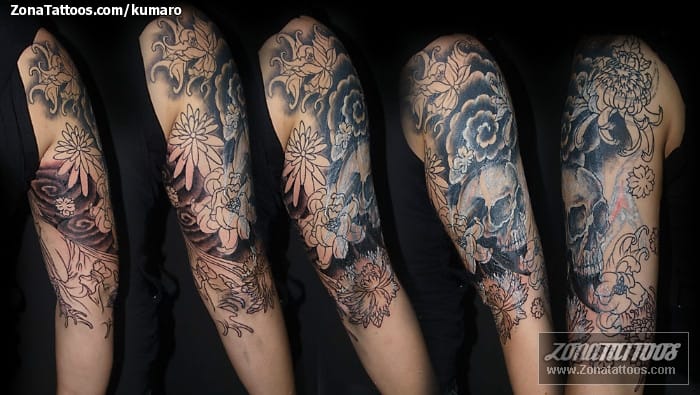 Foto de tatuaje Lotos, Flores, Calaveras