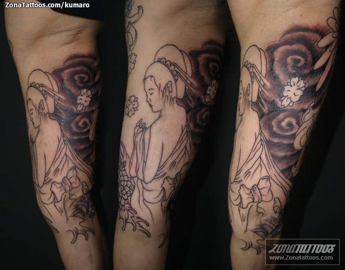 Foto de tatuaje Geishas, Nubes, Orientales