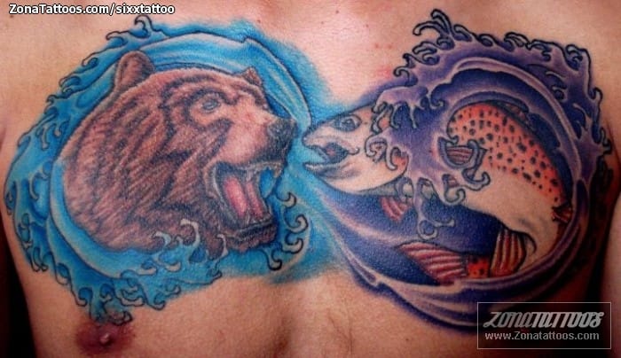 Tattoo photo Bears, Fish, Water