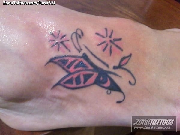 Tattoo photo Butterflies, Instep, Foot