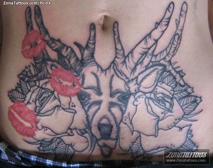 Tattoo photo Deers, Animals, Roses