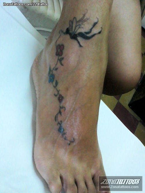 Tattoo photo Flowers, Fairies, Ankle