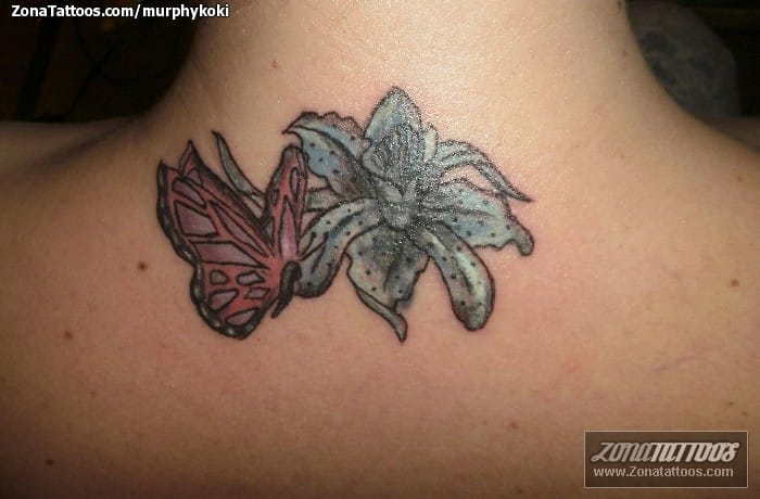 Foto de tatuaje Mariposas, Insectos, Flores