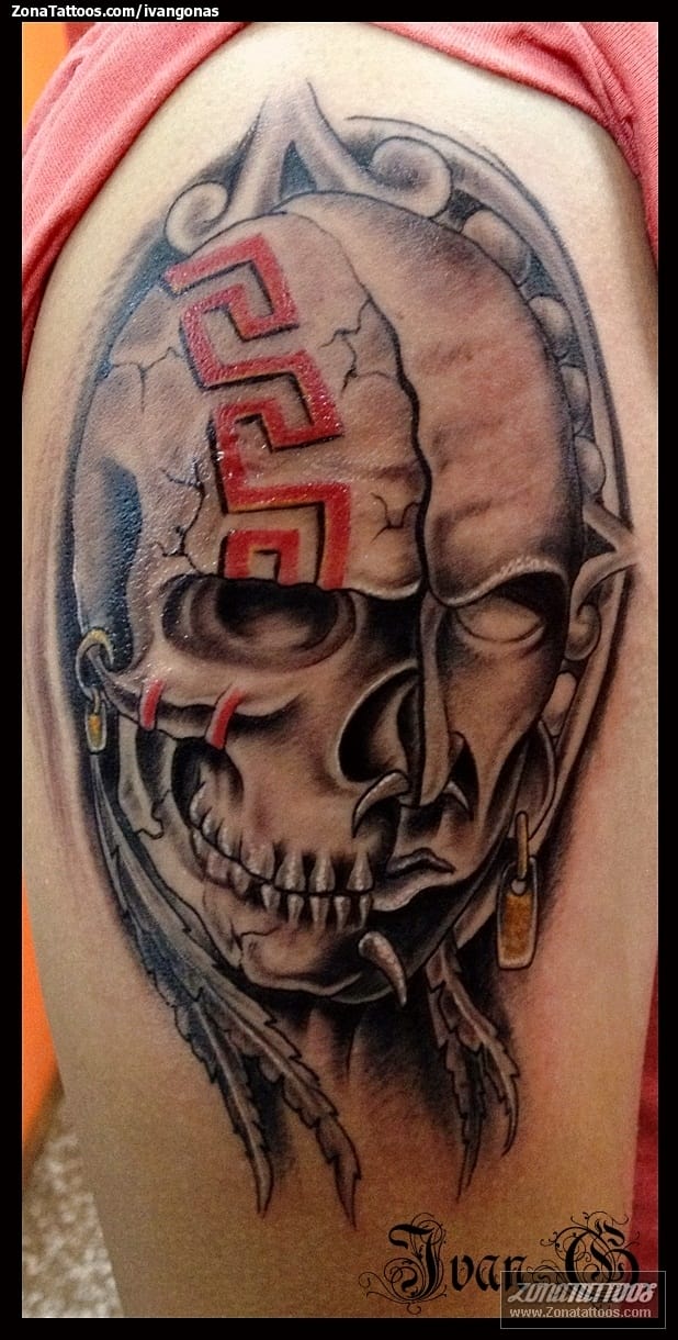 Tattoo photo Skulls, Prehispanic