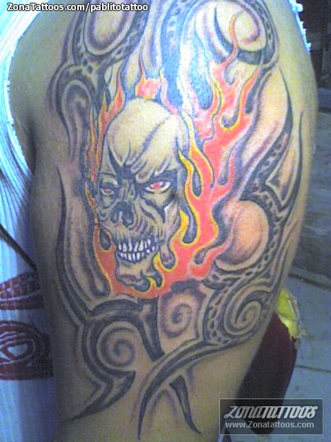 Tattoo photo Skulls, Llamas, Fires