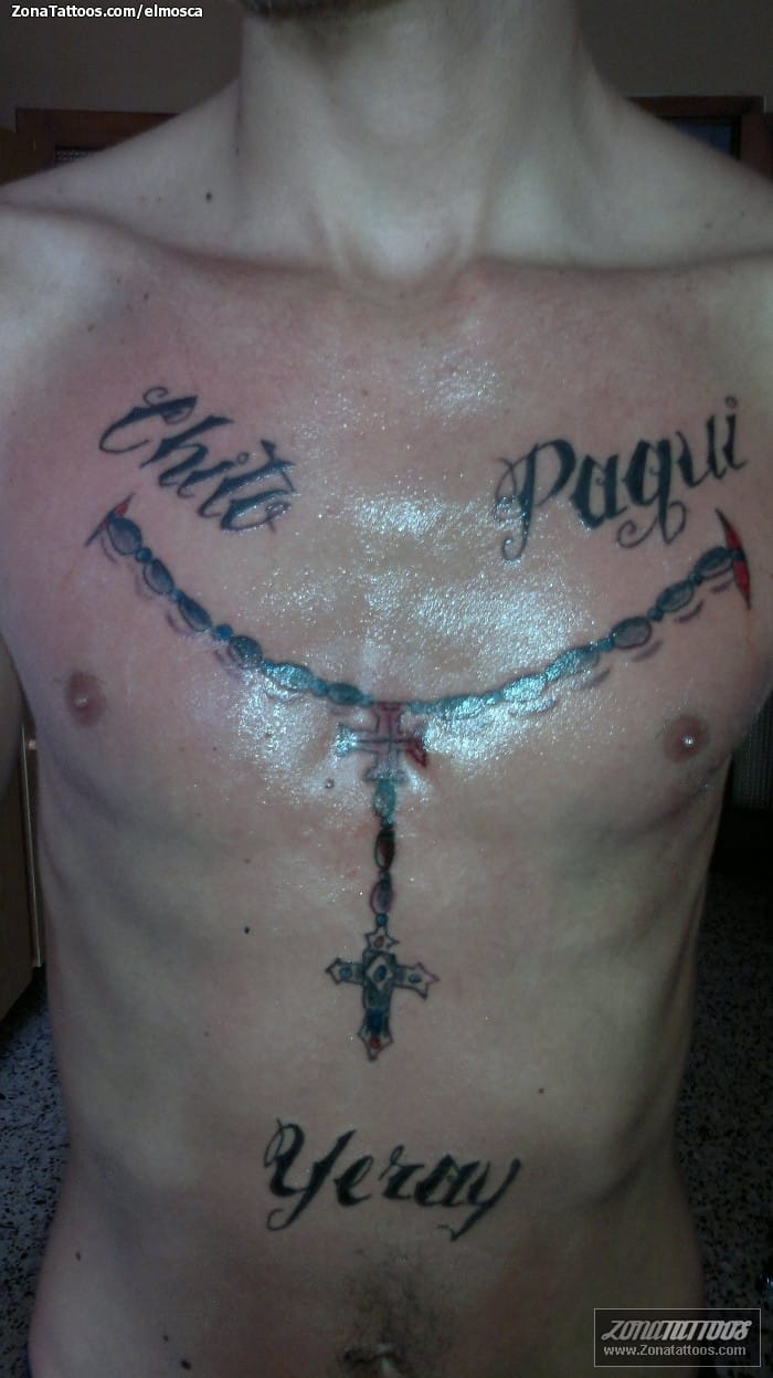 rosary tattoos on chest