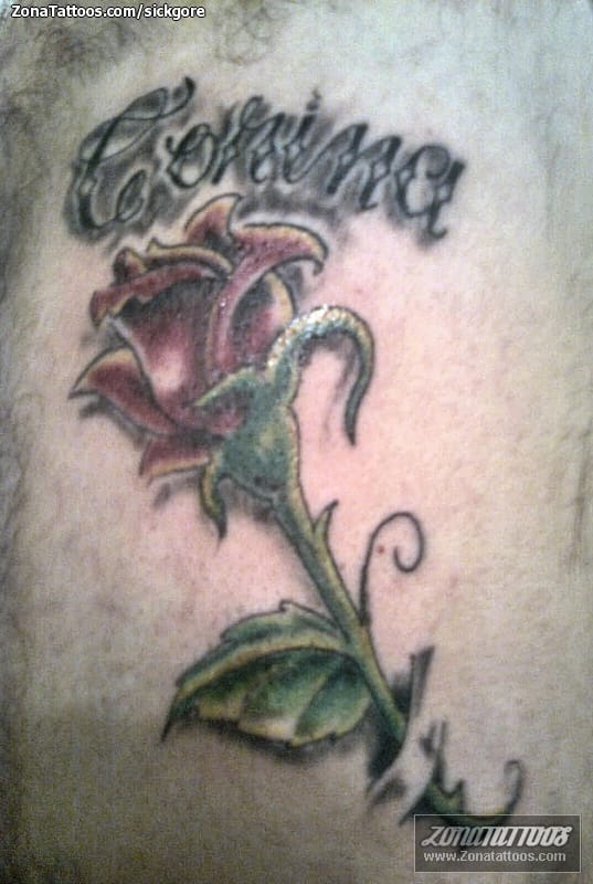 Foto de tatuaje Flores, Rosas, Nombres