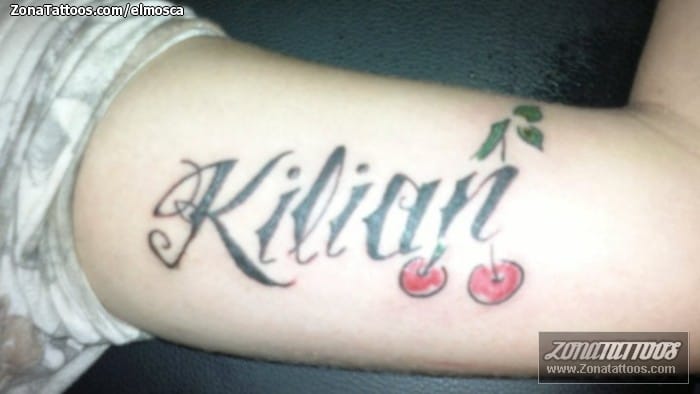 Tattoo photo Letters, Cherries, Names