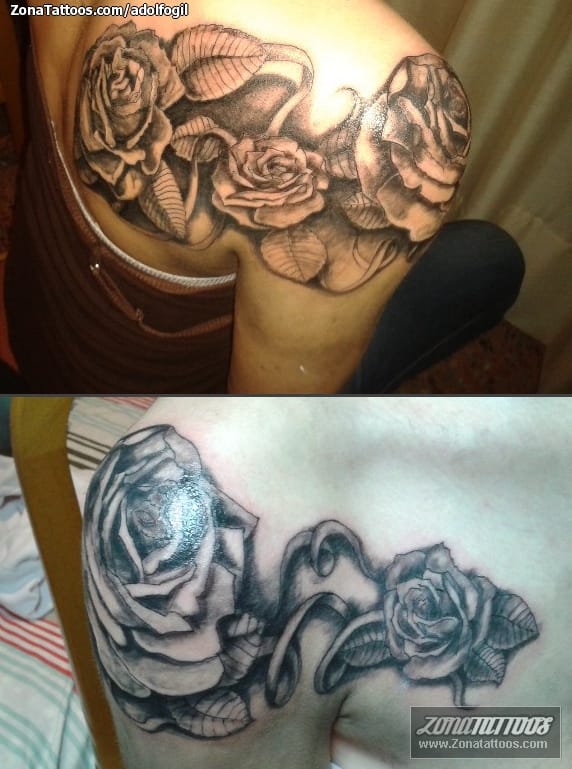 Tattoo photo Flowers, Shoulder, Roses