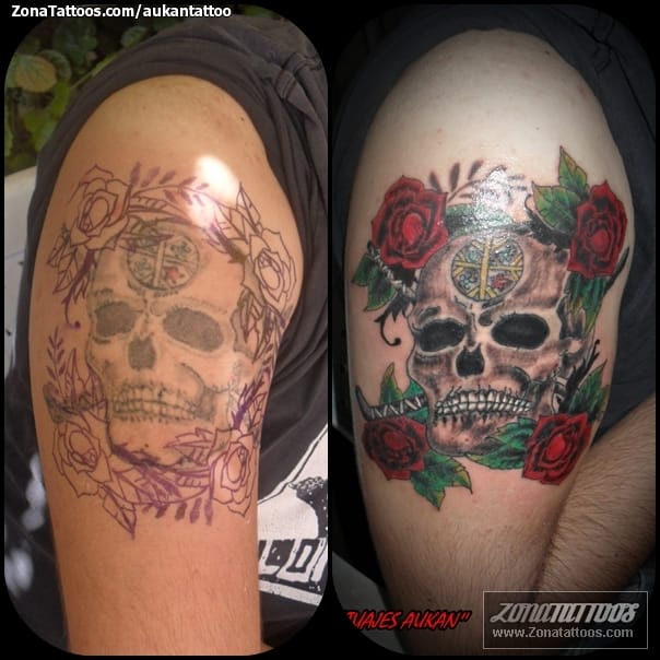 Foto de tatuaje Calaveras, Rosas