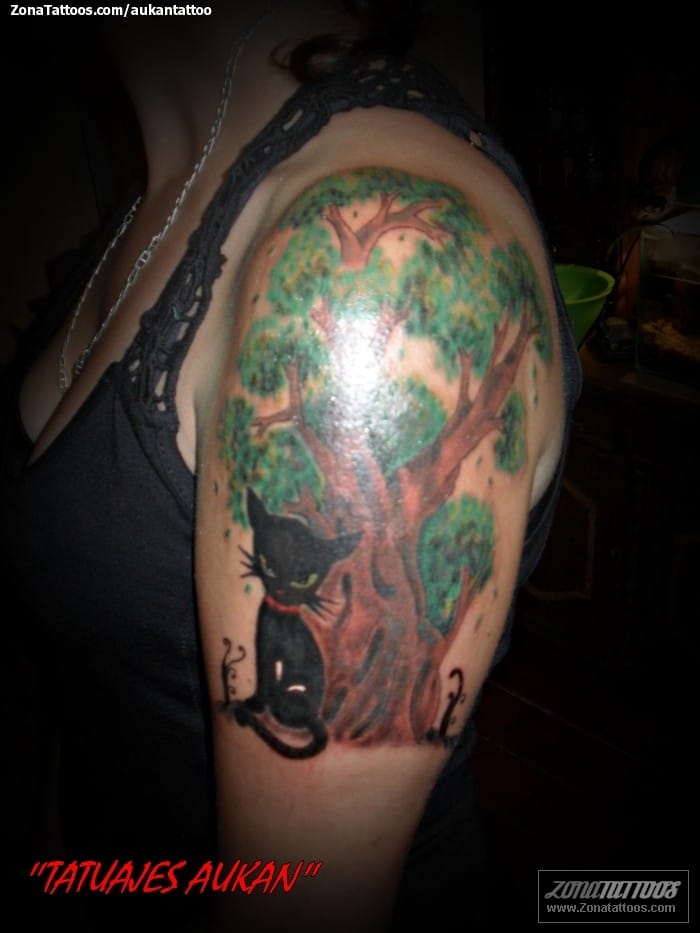 Tattoo photo Trees, Cats