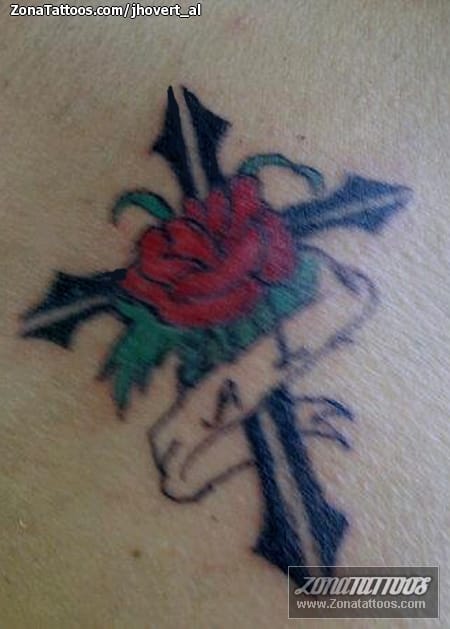 Tattoo photo Crosses, Roses, Flowers