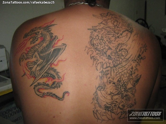 Tattoo photo Dragons, Asian, Back