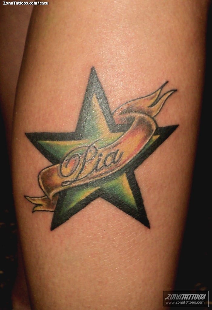 Tatuaje de Estrellas, Nombres, Letras
