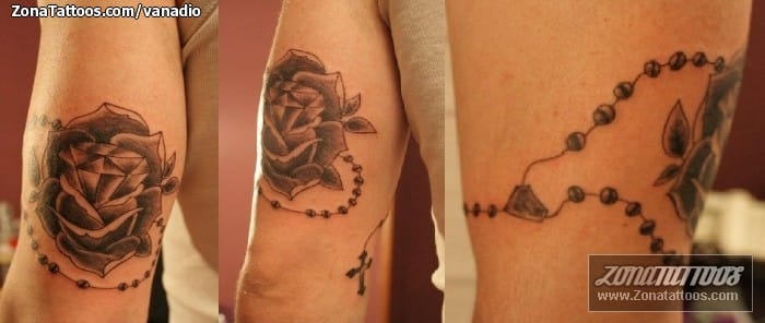 Foto de tatuaje Diamantes, Rosarios, Rosas