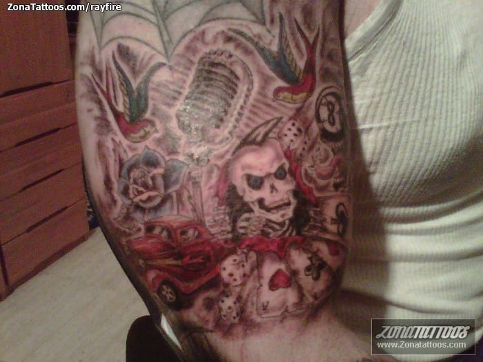 Tattoo photo Pool, Poker, Skulls