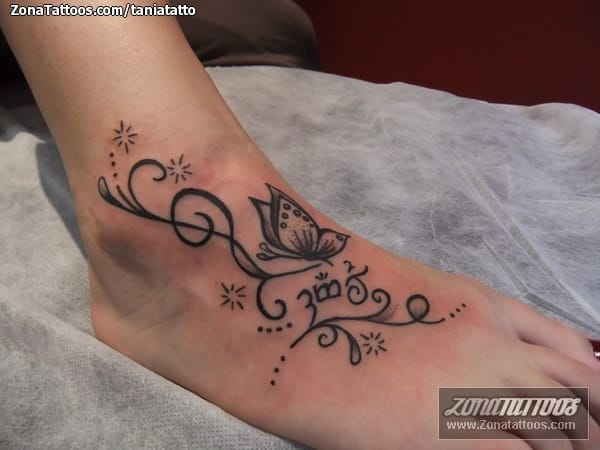 Tattoo photo Butterflies, Instep