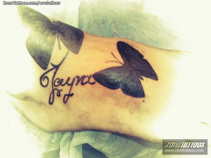 Tattoo photo Butterflies, Insects, Instep