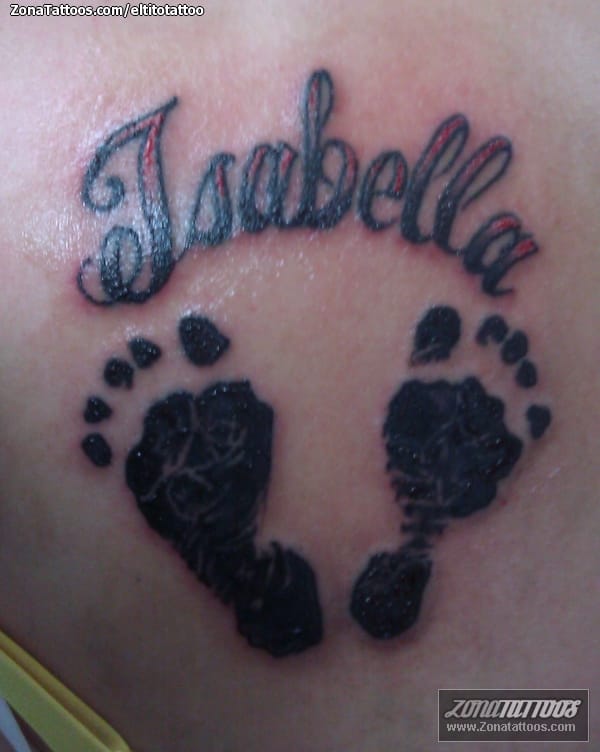 Tattoo photo Letters, Footprints, Names