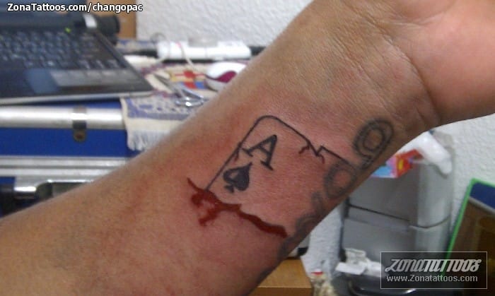 Tattoo photo Wrist, Cards, Blood