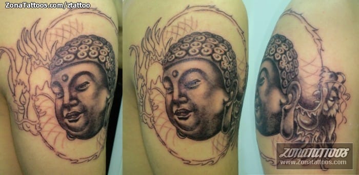 Tattoo photo Buddha, Dragons, Asian