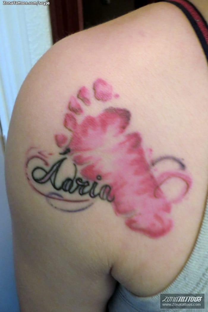 Tattoo photo Footprints, Letters, Names