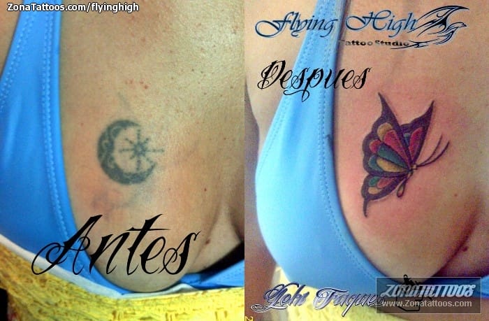 Foto de tatuaje Mariposas, Insectos, Cover Up