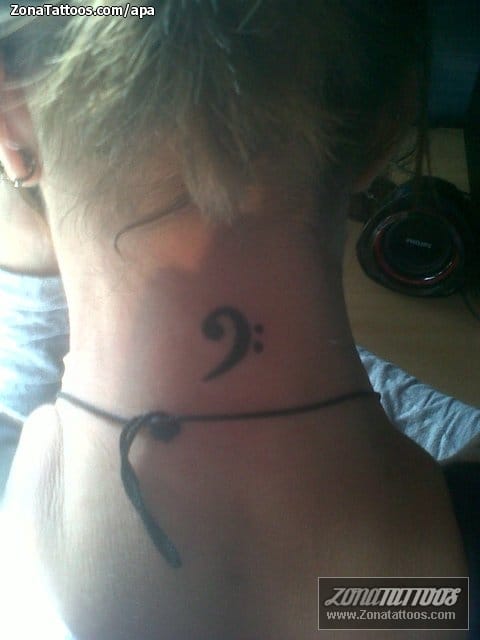 Tattoo photo Musical notes, Nape