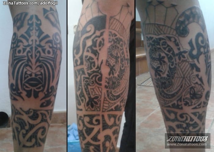 Tattoo photo Maori, Leg