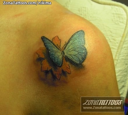 Foto de tatuaje Hombro, Mariposas, Insectos