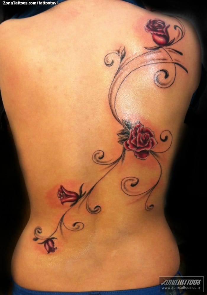 Foto de tatuaje Flores, Espalda, Rosas