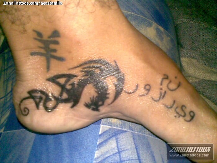 Tattoo photo Dragons, Foot, Arab