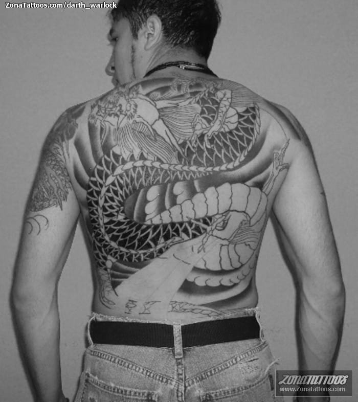 Tattoo photo Back, Dragons, Asian