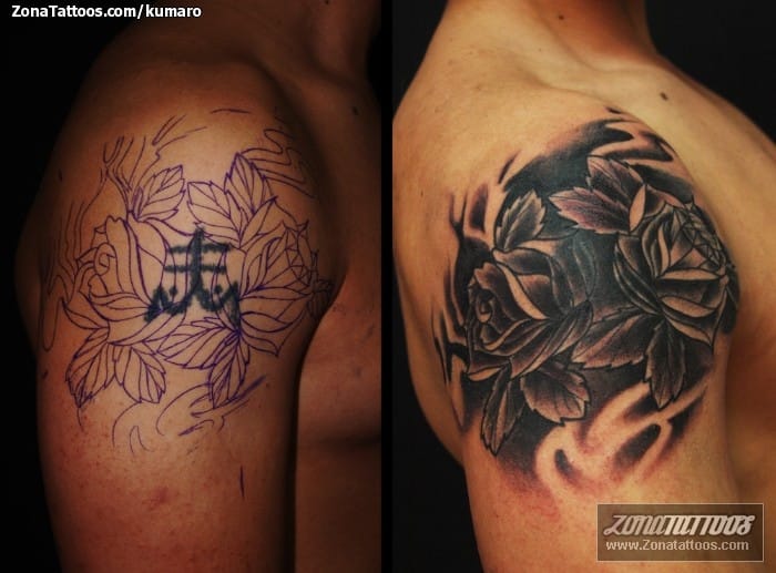 Tattoo photo Roses, Diamods, Cover Up