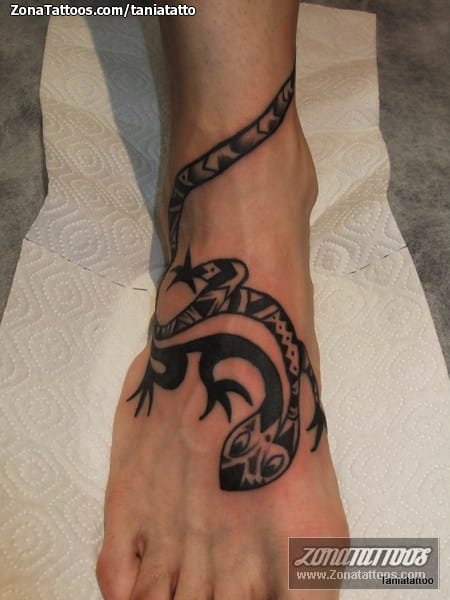 Tattoo photo Lizards, Instep