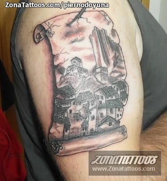 Foto de tatuaje Pergaminos, Edificios